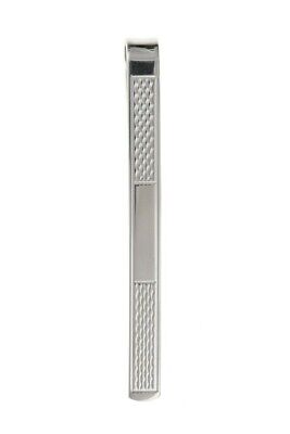 Silver engine turned men's tie bar with textured pattern by J R Jewellery