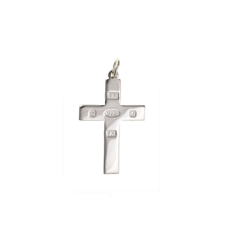 Sterling Silver Feature Hallmark Cross Pendant 22 x 33mm
