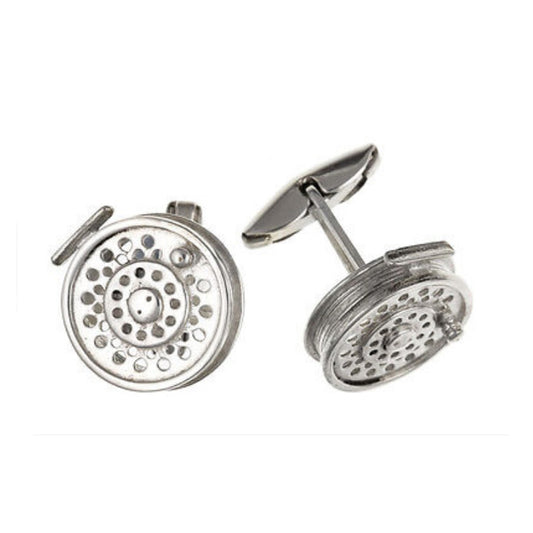 Fishing Reel Cufflinks Solid Sterling Silver