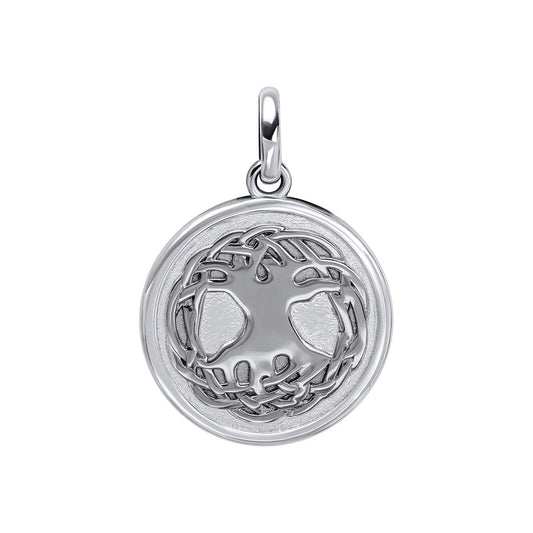 Fred Bennett silver Celtic Tree of Life pendant with intricate knotwork design on round base