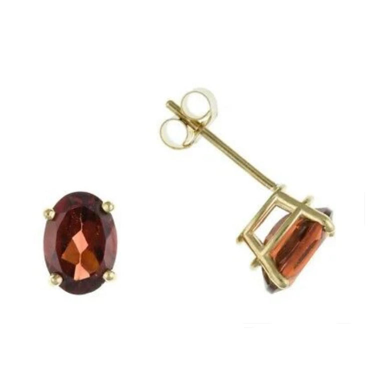 9ct Gold Garnet Stud Earrings 5mm Solitaire Studs Yellow Gold January Birthstone