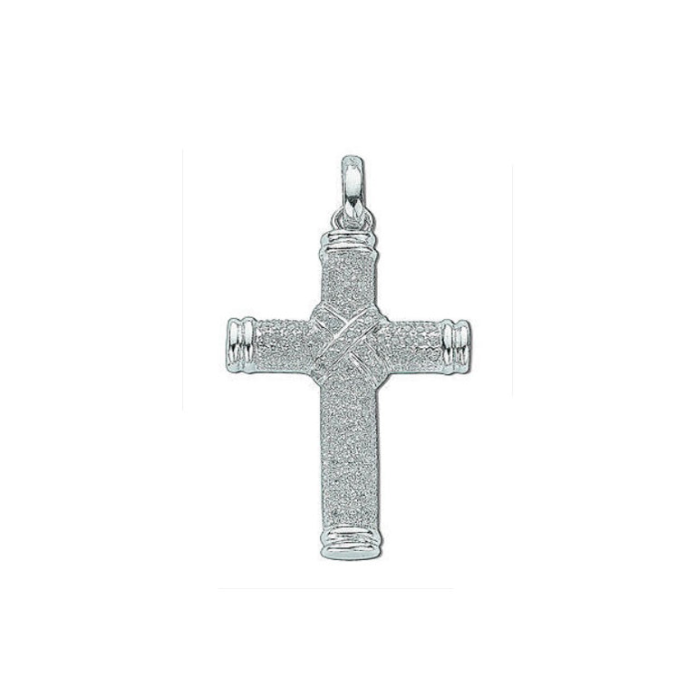 Sterling Silver Gemstone Kiss Cross Pendant 925 Hallmark 36 x 25mm