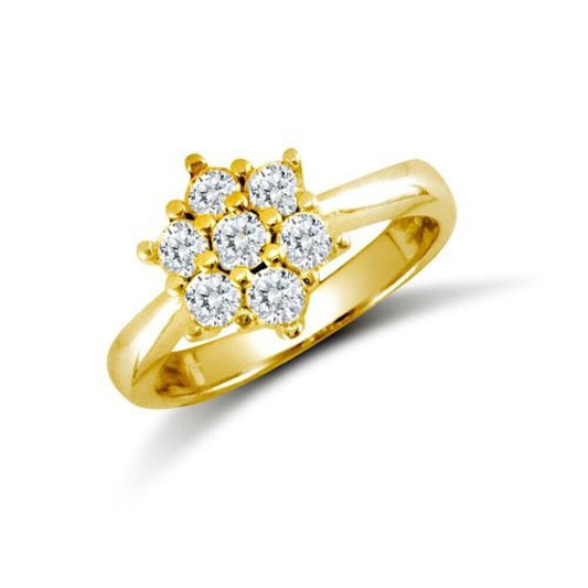 Ladies 7 stone engagement ring in gold with seven sparkling diamonds by J R Jewellery