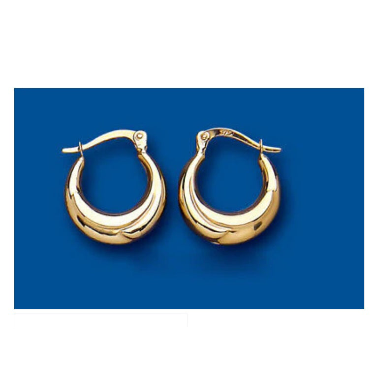 Gold Creole Earrings Yellow Gold Hoop Earrings Plain Gold Hoops 14mm Hallmarked