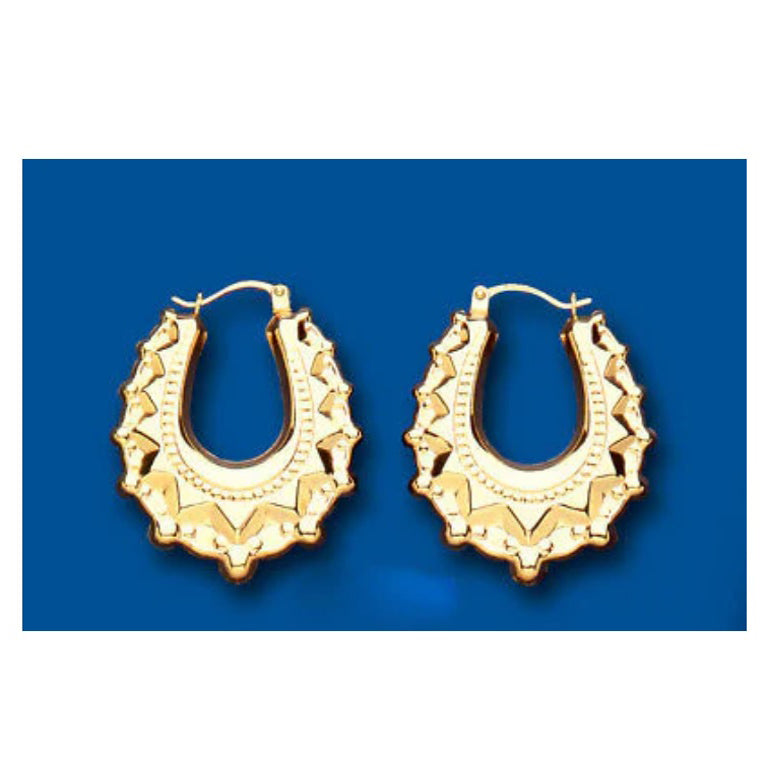 Gold Creole Hoop Victorian Style Hoops Yellow Gold 21 x 28mm