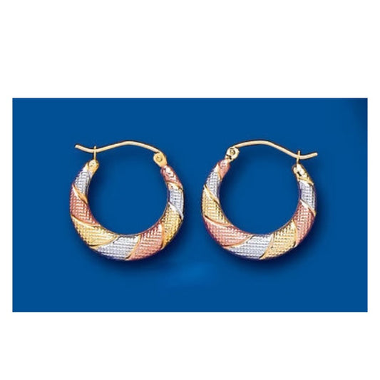 Gold Creole Earrings Hoop Rose Yellow White Hoops Hallmarked 18mm