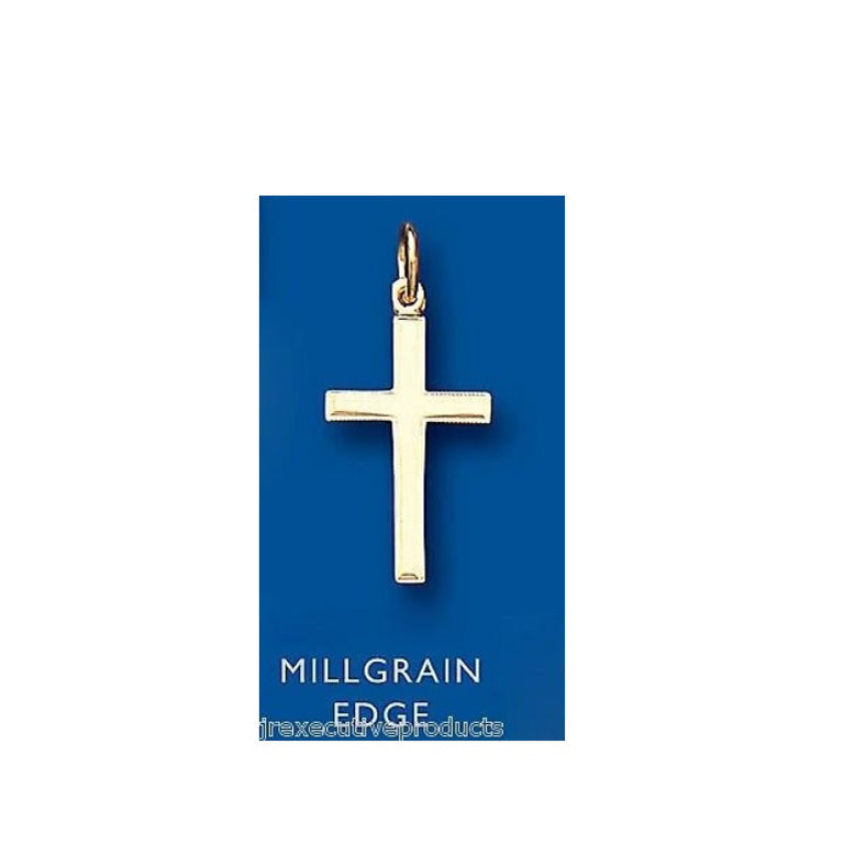 Gold Cross Pendant Yellow Gold Cross Millgrain Edge