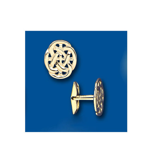 Gold Cufflinks Oval Celtic Solid Yellow Gold British Made Hallmarked