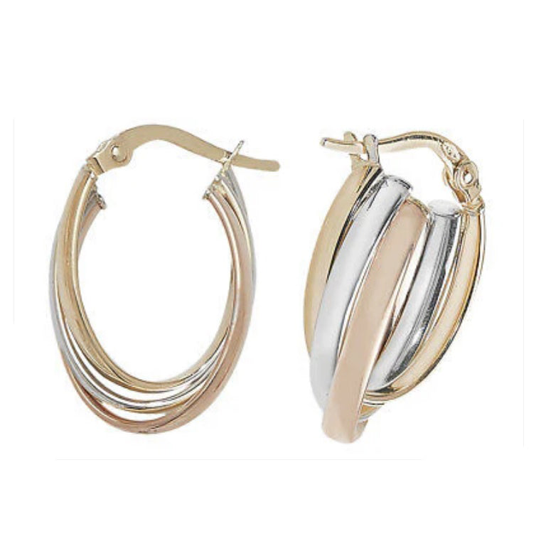 Gold Hoop Creole Earrings Hallmark Rose Yellow & White Gold Hoop Earrings 21mm