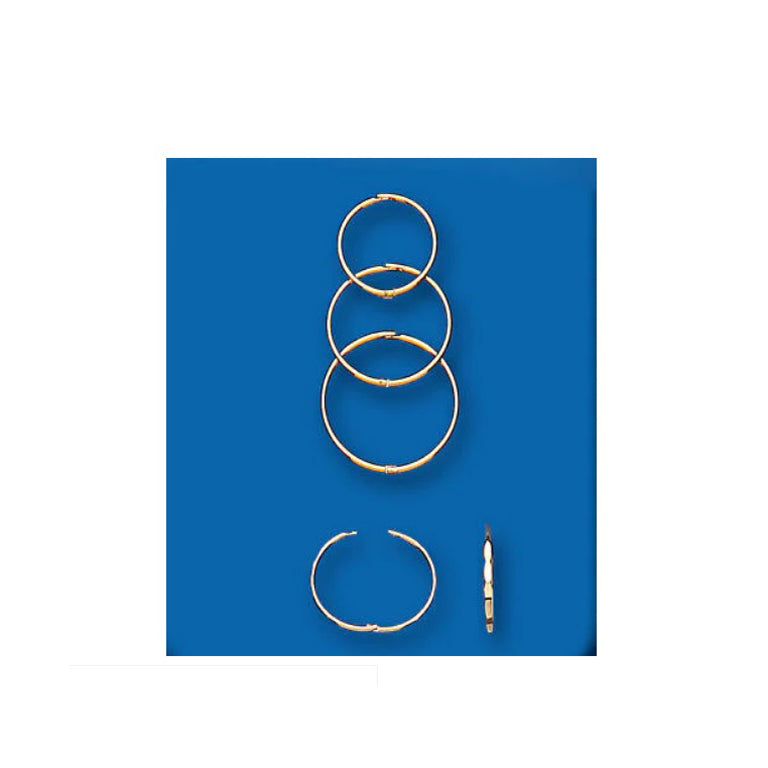 Gold Hoop Earrings Yellow Gold Sleeper Faceted 13mm 14mm 16mm
