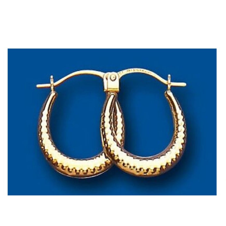 Gold Hoop Earrings Patterned Creole Earrings Yellow Gold Hoops