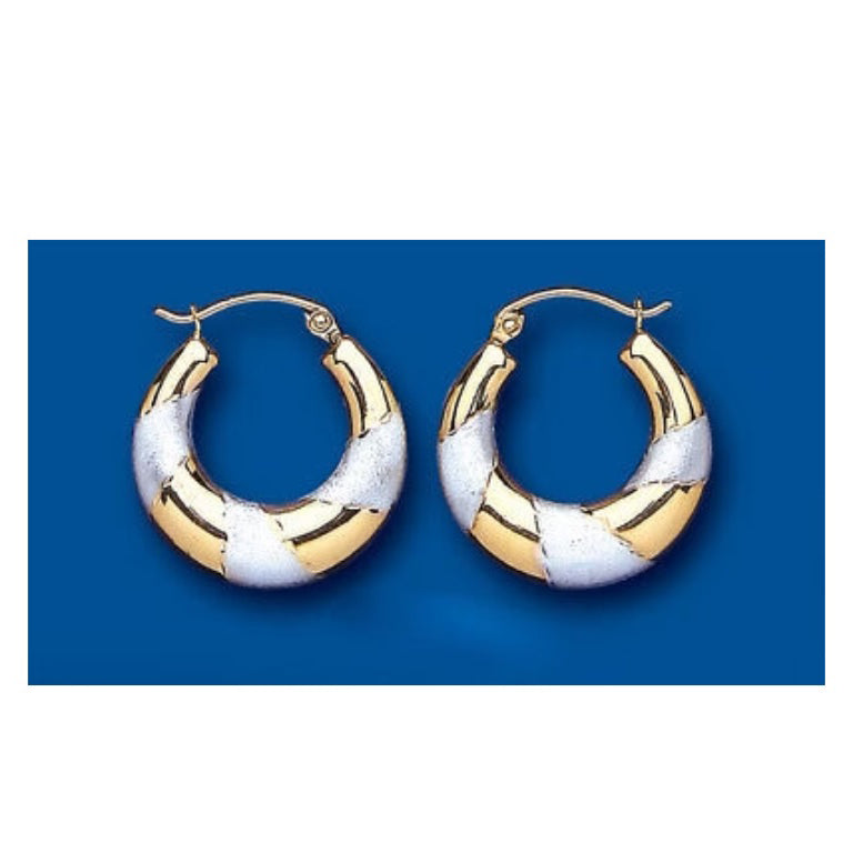 Gold Hoop Earrings Creole Two Colour White and Yellow Gold Hoops 20mm
