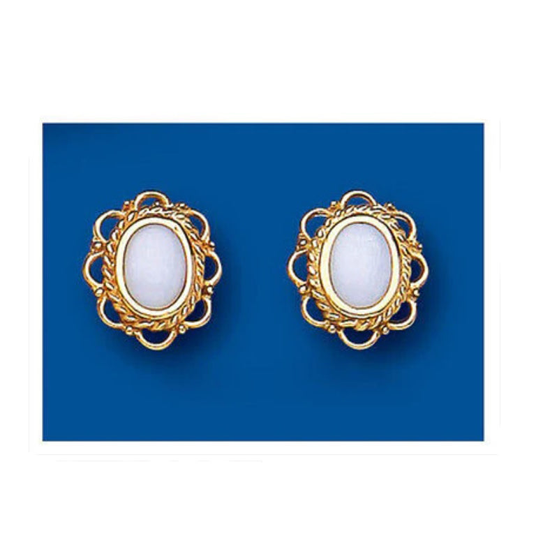 9ct Gold Opal Stud Earrings Oval Studs October Birthstone Hallmarked