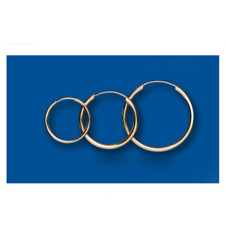 Gold Sleeper Hoop Earrings Yellow Gold Sleeper Lightweight 12mm 14mm 18mm