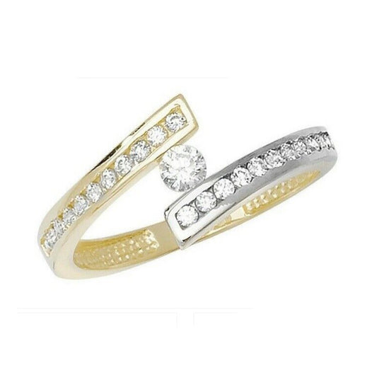 9ct Gold Solitaire Ring Twist Multi Tone Fully Hallmarked