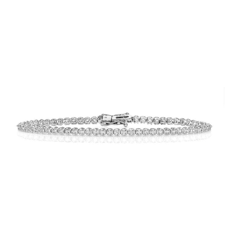 9ct White Gold Diamond Tennis Bracelet 1.00ctw