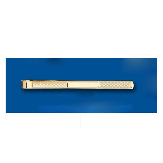 Gold Tie Slide Clip Solid Yellow Gold Engine Turned British Made Hallmarked