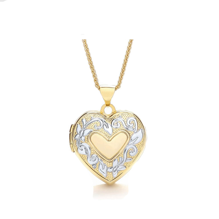 Gold Family Heart Locket Four Photograph 18" Chain Hallmarked British Made