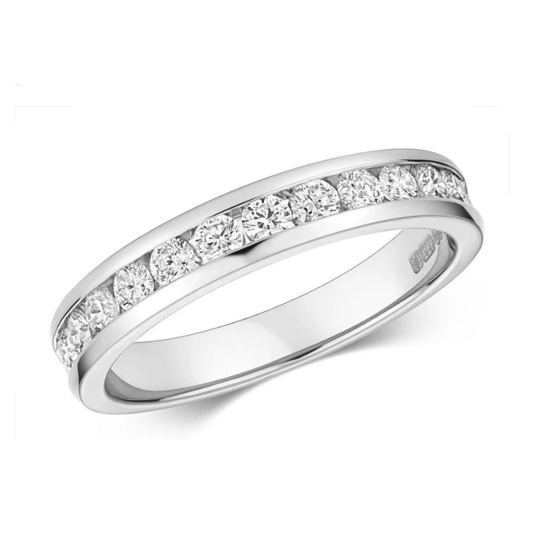 Real Diamond Half Eternity Ring 9ct White Gold 0.50 Carat Weight Band