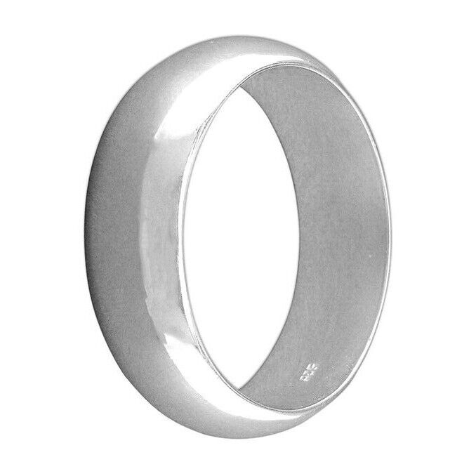 Heavy sterling silver wedding band by J R Jewellery with a smooth polished finish