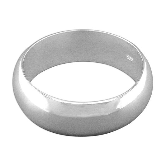Heavy sterling silver wedding band with a polished, smooth finish by J R Jewellery