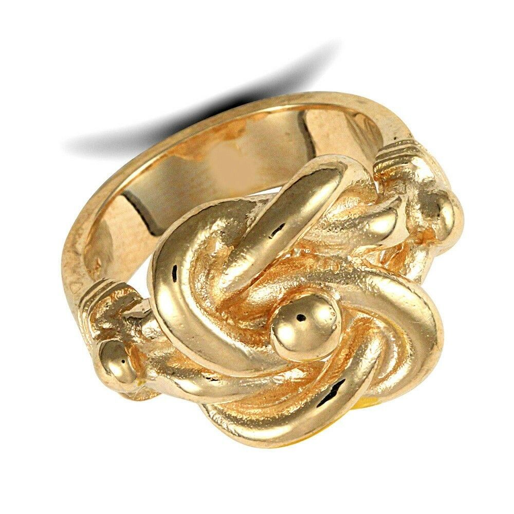 J R Jewellery men's heavy knot ring 9ct gold chunky polished band with intricate knot detail