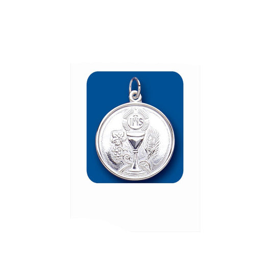 Holy Communion Medal Pendant Sterling Silver 925 Hallmark All Chain Lengths