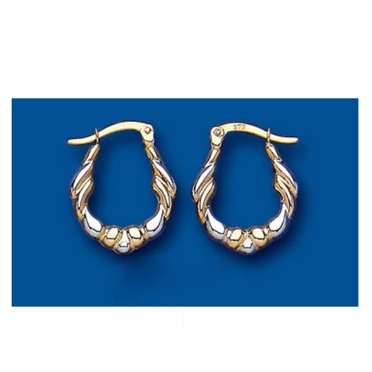 Hoop Earrings Gold Creole Hoops Two Colour Yellow and White Gold