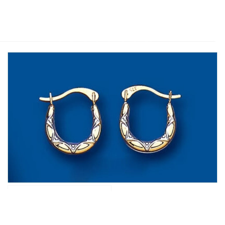 Hoop Earrings Gold Creole Yellow and White Gold Hallmarked 10mm