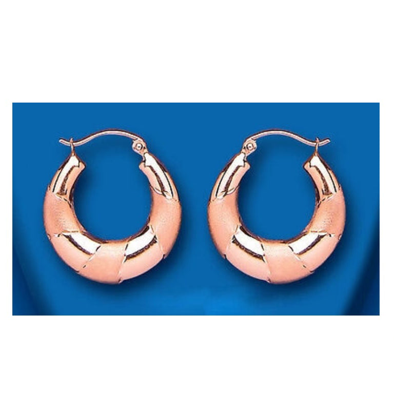Hoop Earrings Rose Gold Creole Hoops 19mm Hallmarked Red Gold