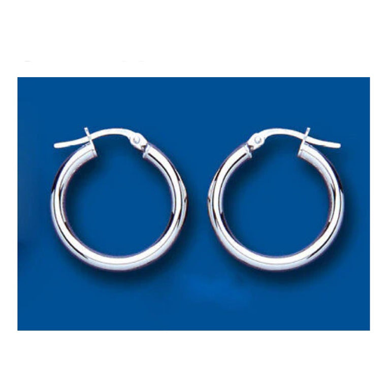 Hoop Earrings White Gold Plain Creole 20mm