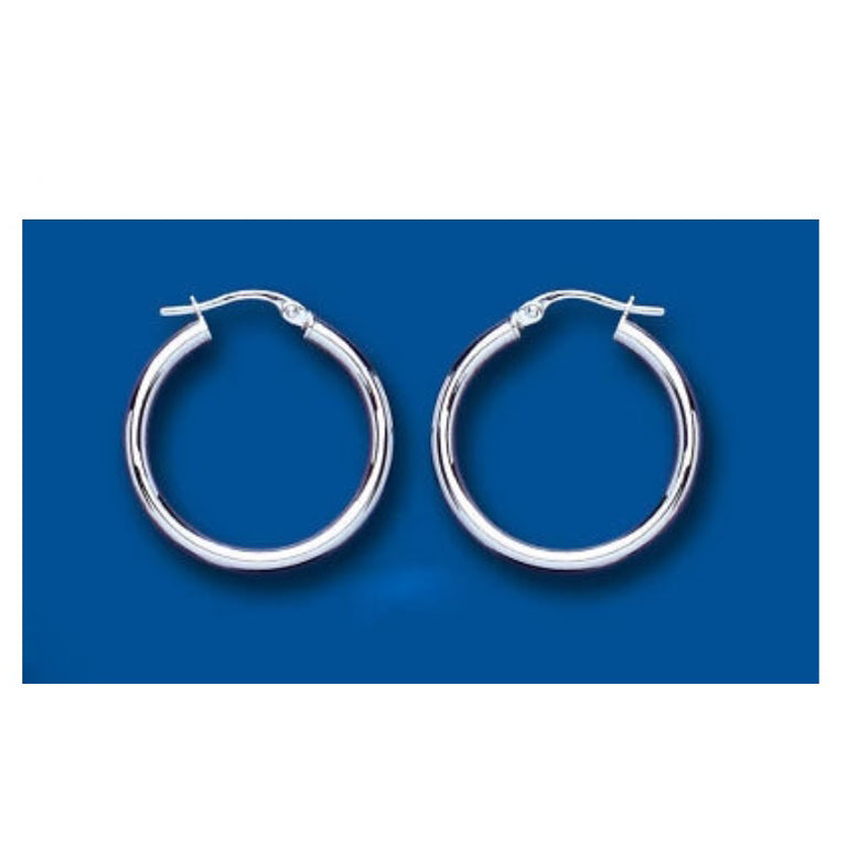 Hoop Earrings White Gold Plain Creole 24mm