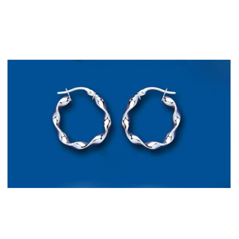 Hoop Earrings White Gold Twist Creole 19mm