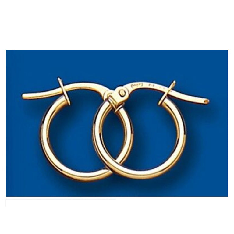 Hoop Earrings Yellow Gold Creole 12mm Hallmarked