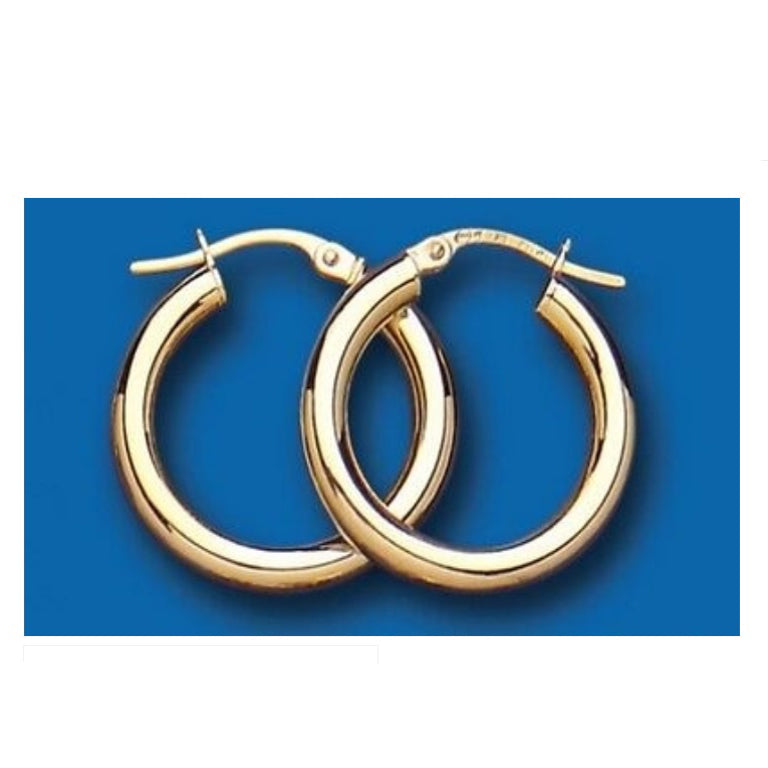 Hoop Earrings Yellow Gold Heavyweight Hoops Creole 20mm Hallmarked