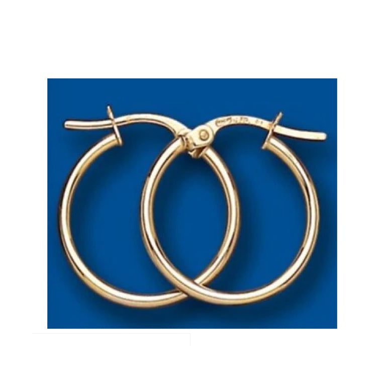 Hoop Earrings Yellow Gold Creole Plain Slim 18mm Hallmarked