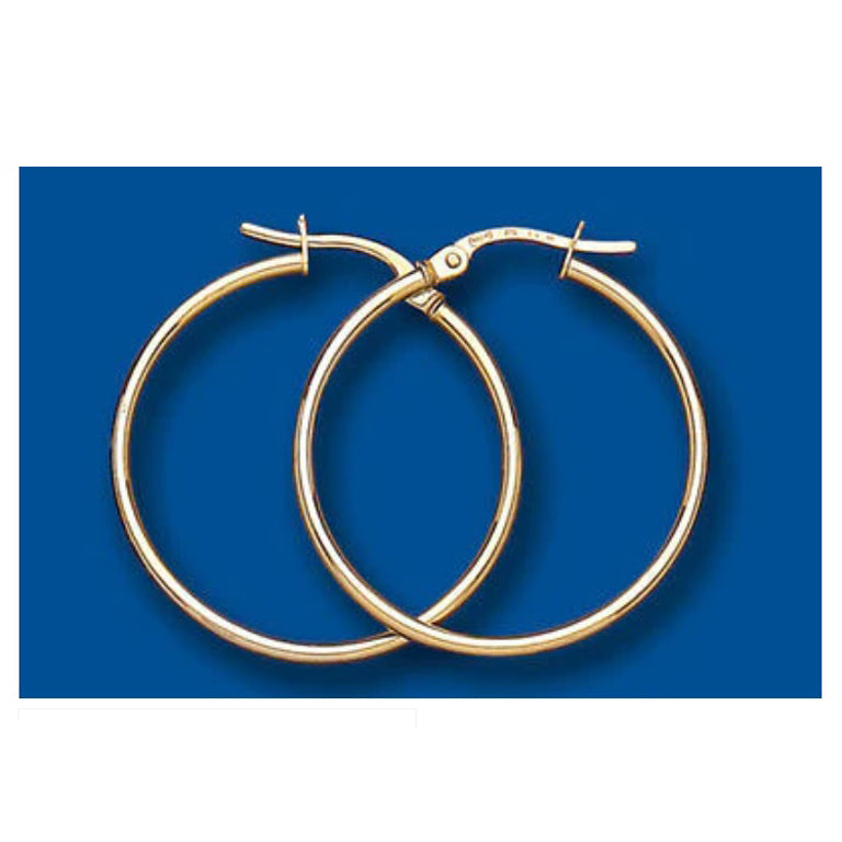 Hoop Earrings Yellow Gold Creole Hoops Slim Hoops 25mm
