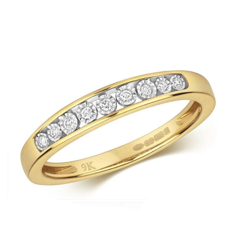 Real Diamond Eternity Ring Illusion Solid Yellow Gold Anniversary Band
