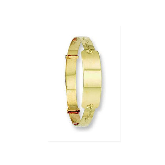 Identity Baby Bangle Yellow Gold Expandable Hallmarked Christening Gift