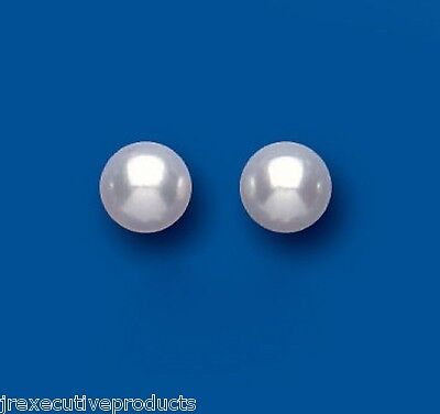 J R Jewellery 9ct gold freshwater pearl earrings classic white pearl stud pair on blue