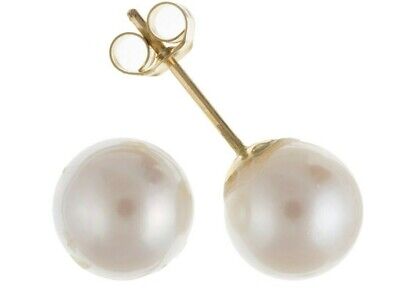 J R Jewellery 9ct gold freshwater pearl earrings classic pearl stud with secure butterfly backs