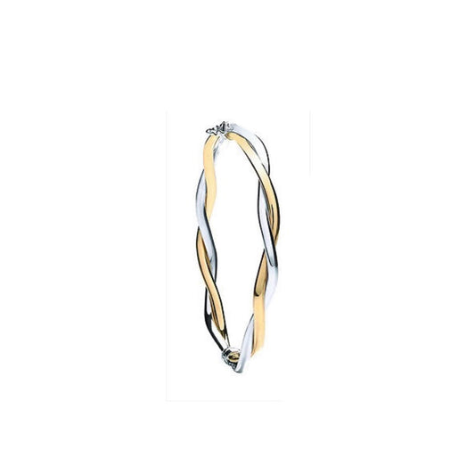 Bangle Yellow and White Gold Ladies Twist Hinged Bracelet