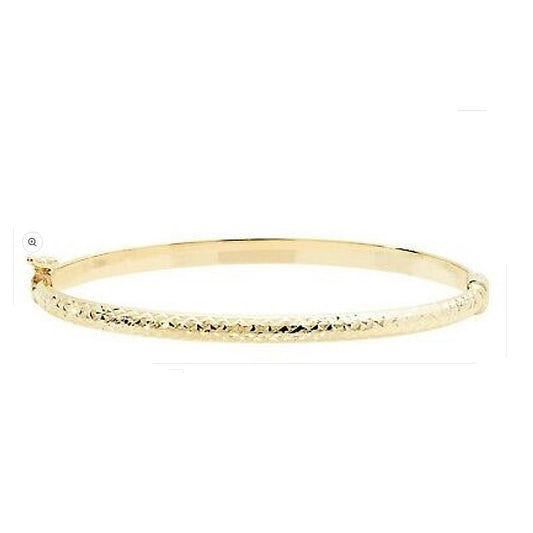 Ladies Diamond Cut Bangle Yellow Gold British Made Hallmarked Women's Bracelet