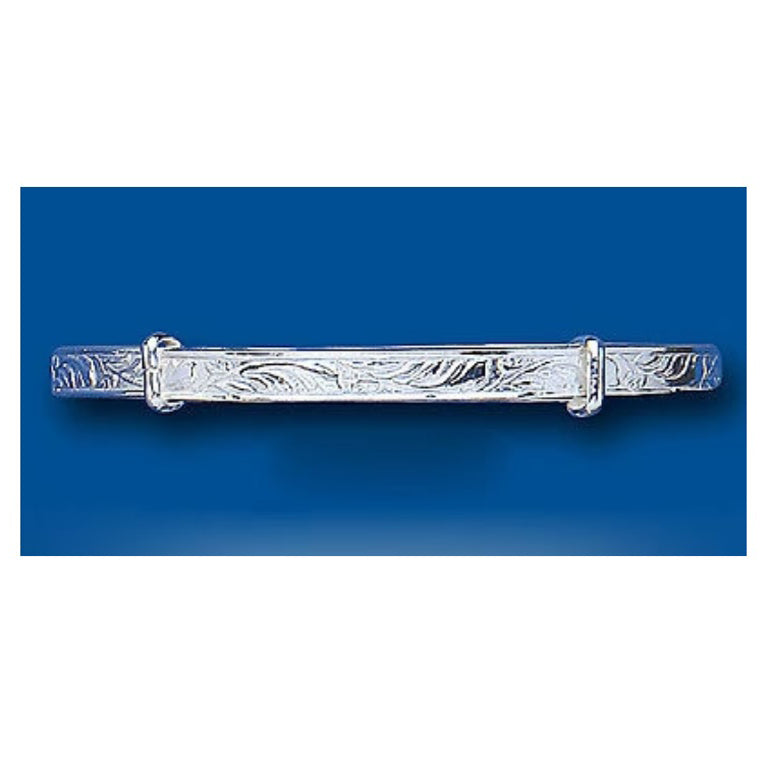 Silver Bangle Solid Silver Adjustable Sterling Silver Ladies Engraved Design