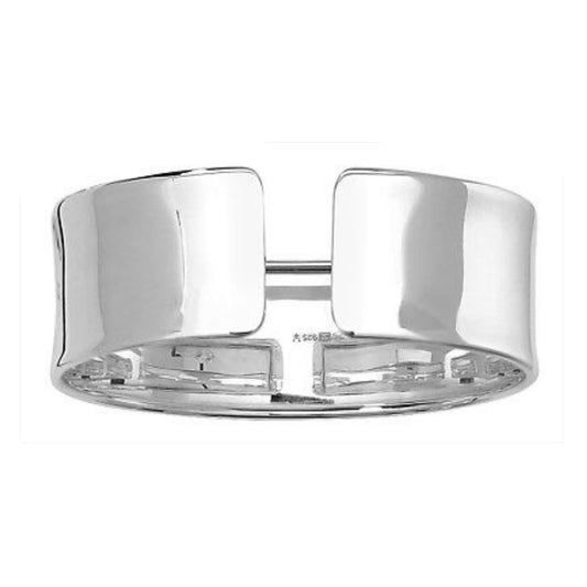 Ladies Oval Cuff Bangle Solid Sterling Silver Hallmarked