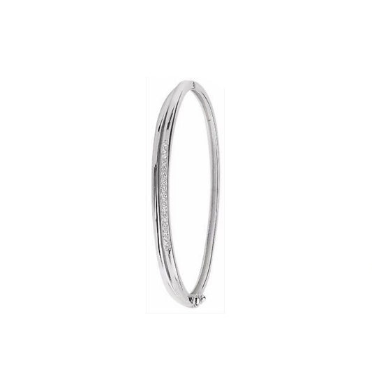 Ladies Oval Sterling Silver Hinged Bangle Hallmarked