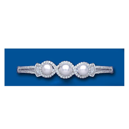 Ladies Freshwater Cultured Pearl Bangle Sterling Silver Hallmarked