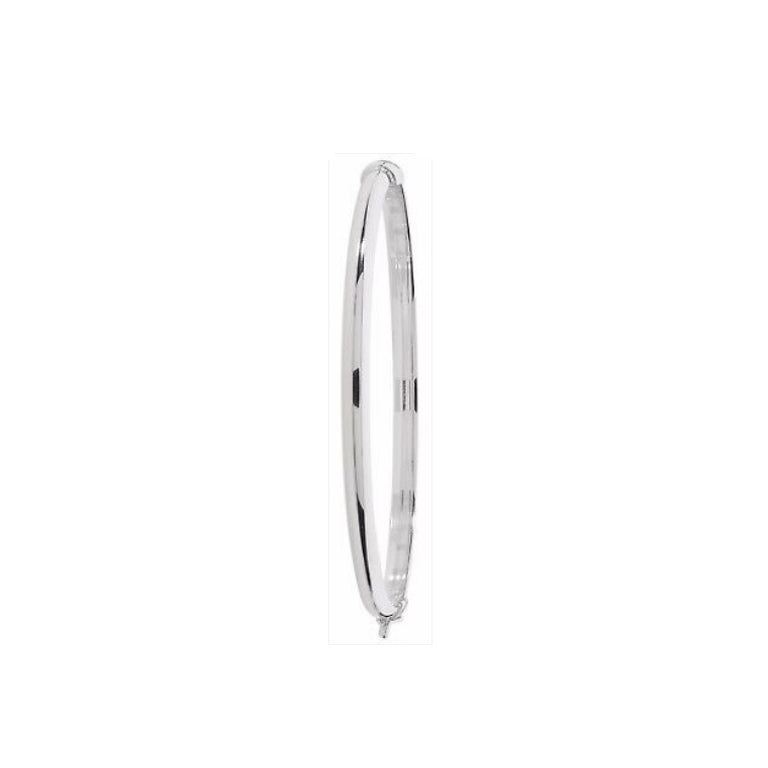 Sterling Silver Ladies Plain Oval Hinged Bangle