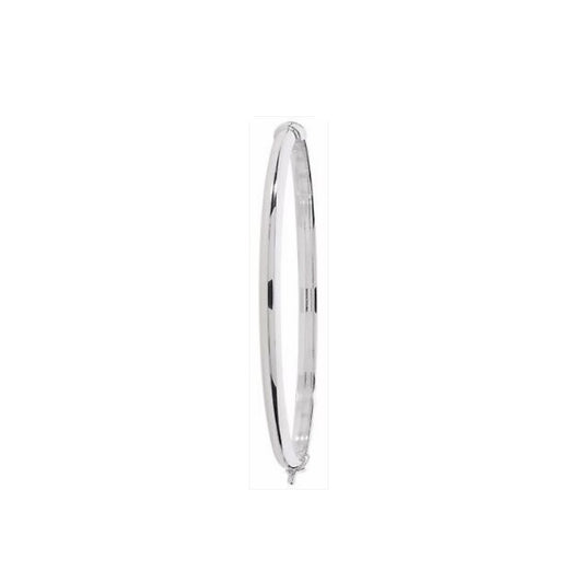 Sterling Silver Ladies Plain Oval Hinged Bangle