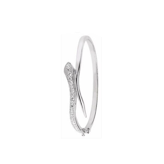 Ladies Gemstone Snake Serpent Oval Bangle Sterling Silver Hallmarked